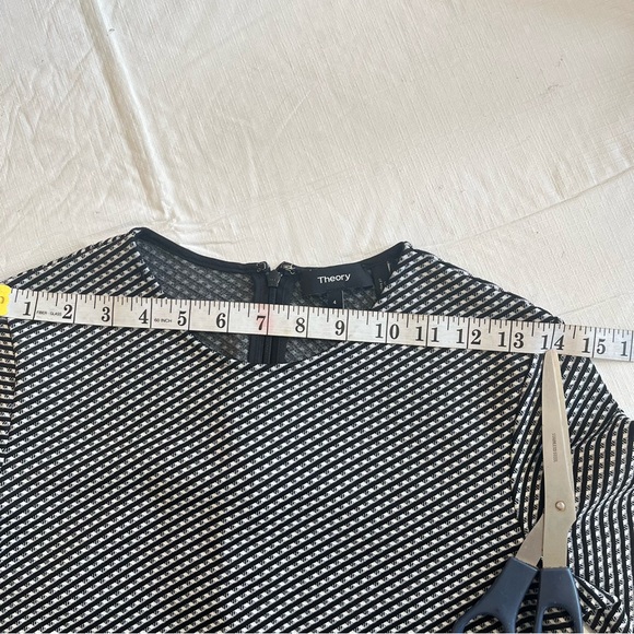 Theory Black White Claymont Rijik Check Stripe Stretch Sheath Dress - Picture 15 of 16